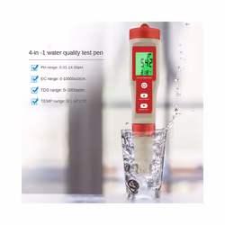 4-In-1 Digital PH Meter with PH/TDS/EC/Temp Function for Hydroponics