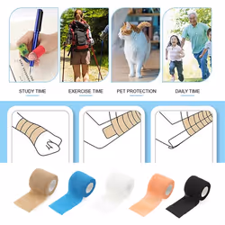 Sport Self Adhesive Elastic Bandage Wrap Tape 5cm x 4.5M Black