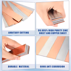 12 Pcs Pure Copper Zinc Anode Sheet 99.9% 0.04 x 0.98 x 5.98 Inch