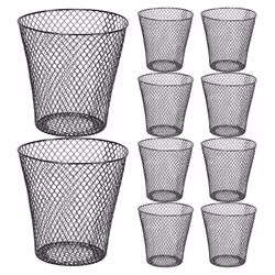 Round Wastepaper Basket, Wire Mesh Desk Metal Trash Can