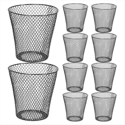Round Wastepaper Basket, Wire Mesh Desk Metal Trash Can