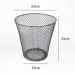 Round Wastepaper Basket, Wire Mesh Desk Metal Trash Can