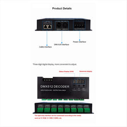 Digital 24CH RGB RGBW DMX512 Decoder, RGBW Decoder For LED Strip (B)