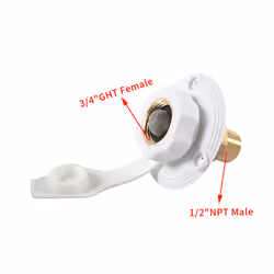 RV Water Inlet Connection City Water Fill Inlet Flange Brass White