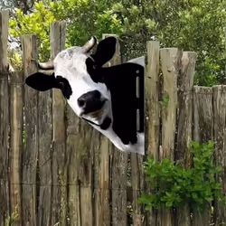 iron Cow Yard Art Cute Peeking Cattle Yard Decor