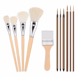 11Pieces Pottery Glaze Tools Wooden Ceramic Brushes Ceramic Brush Set