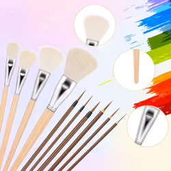 11Pieces Pottery Glaze Tools Wooden Ceramic Brushes Ceramic Brush Set