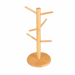 for Countertops Cup Holder with 6 Hooks Wood color