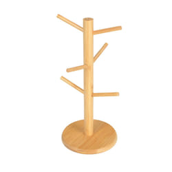 for Countertops Cup Holder with 6 Hooks Wood color