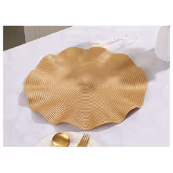 Wave Round Placemat, Round Anti-scalding Mat,Kitchen Table Mat,Gold