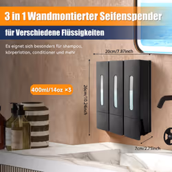 Press Liquid Soap Dispenser 400 Ml 3 Chamber Wall Mounted Black