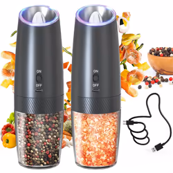 Rechargeable Salt & Pepper Grinder Set with LED Light,