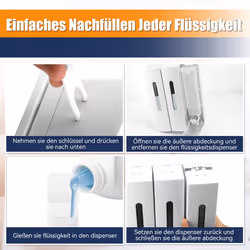 Press Liquid Soap Dispenser 400 Ml 3 Chamber Wall Mounted White