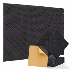 12Pack Acoustic Panels, 12x12x0.4In Sound Proof Foam Panels, Black