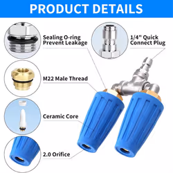 Dual Turbo Nozzle Pressure Washer, 360Rotating Turbo Nozzle