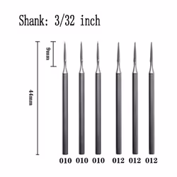 6Pcs Jewelry Cone Cut Burr - 3/32In Shank Long Cone Tapered Cut Burs