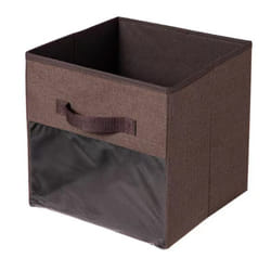 Fabric Cube Storage Box Transparent Storage Box Brown