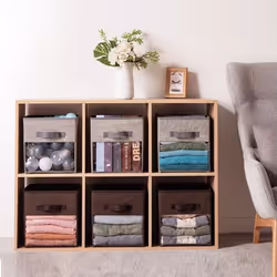 Fabric Cube Storage Box Transparent Storage Box Brown