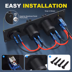 4 in 1 12V USB Panel+LED Voltmete &Dual USB Charger Socket Red