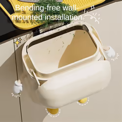 DIY Cream-Colored Wall-mounted Kitchen Trash Can 9L