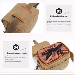 Canvas SLR Camera Bag Mini Single Messenger Bags Green