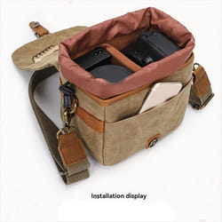 Canvas SLR Camera Bag Mini Single Messenger Bags Khaki