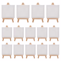 14Pcs Mini Canvas and Easel Brush Set, Canvas Inch