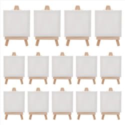 14Pcs Mini Canvas and Easel Brush Set, Canvas Inch
