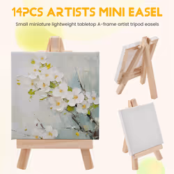 14Pcs Mini Canvas and Easel Brush Set, Canvas Inch