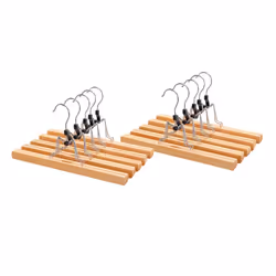 10 Pcs Grade Wooden Pants Hanger with Clips with 360 Swivel Hook
