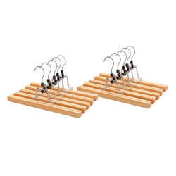 10 Pcs Grade Wooden Pants Hanger with Clips with 360 Swivel Hook