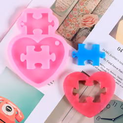 Love Puzzle Resin Casting Mold Heart Puzzle Keychain Mold DIY Tools