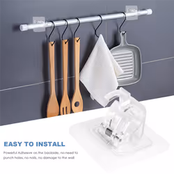8PCS No Drill Curtain Rod Brackets Curtain Rod Holder Hooks for Home