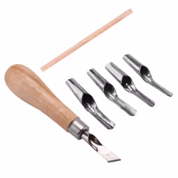 Block Cutting Rubber Stamp Carving Tools with 5 Blade Wood Handle Set