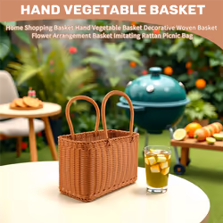 Home Shopping Basket Hand Vegetable Basket Decor Woven Rattan Bag