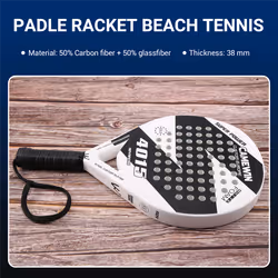 Padel Racket Beach Tennis Carbon Fiber and EVA Racket,White