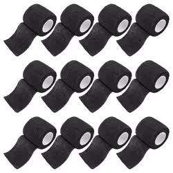 12Pcs Black Self-Adhesive Bandage 5cm for Injuries and Pet Treatment