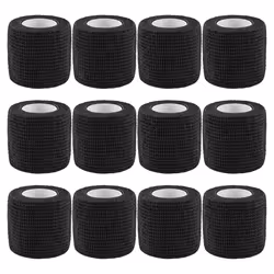 12Pcs Black Self-Adhesive Bandage 5cm for Injuries and Pet Treatment