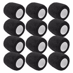 12Pcs Black Self-Adhesive Bandage 5cm for Injuries and Pet Treatment
