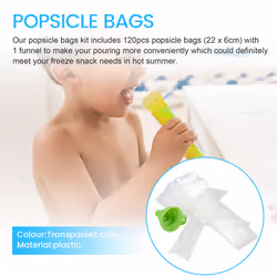 Disposable Popsicle Bags 120Pcs Freezer Tubes, Ice Bags with Funnel