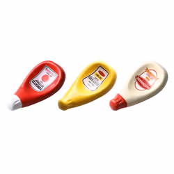 3 Pcs Ceramic Extruded Tomato Sauce Bottle Shape Seasoning Dish - S