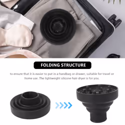 Universal Foldable Hair Dryer Diffuser Fits Most Hair Dryers-Black