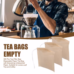 300 Pcs Tea Disposable Paper Tea Bag with Drawstring Unbleached Paper