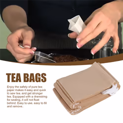 300 Pcs Tea Disposable Paper Tea Bag with Drawstring Unbleached Paper