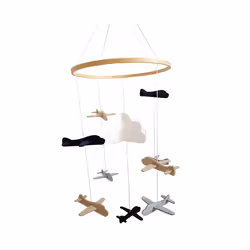 Crib Mobile Airplanes & Cloud Nursery Decoration Grey White, for