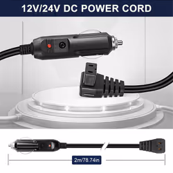 12V Car fridge Power Cable 2M with Adapter Without Switch