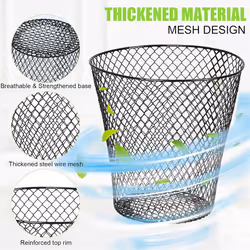Round Wastepaper Basket, Wire Mesh Desk Metal Trash Can