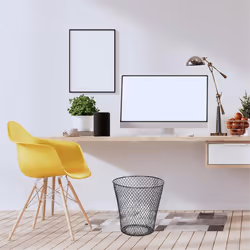 Round Wastepaper Basket, Wire Mesh Desk Metal Trash Can