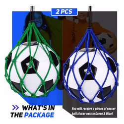 2PCS Football Kick Trainer, Soccer Return Trainer Net ,Blue+Green