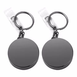 2 Pack Badge Holder Reel,Metal ID Badge with Belt Clip Key Ring Black